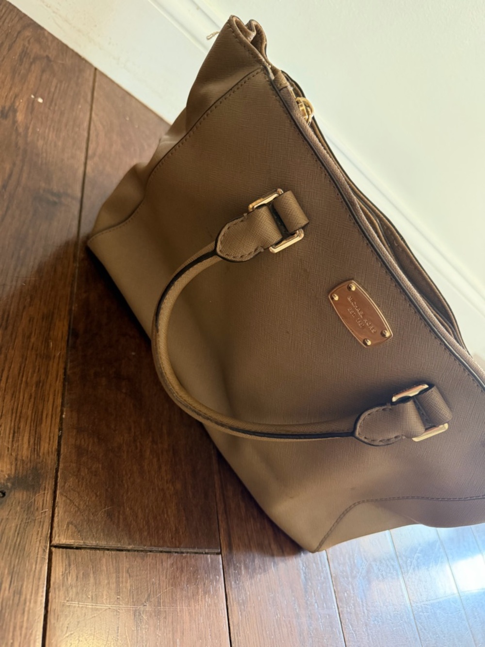 Michael Kors Tan Saffiano Leather Tote with Gold Hardware